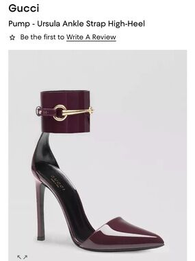 Gucci Burgundy Patent Leather Ankle-Strap Pointed Stiletto